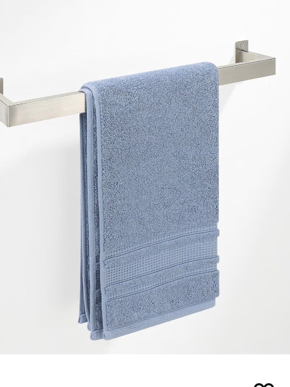 Brushed Nickel Wall-Mounted Towel Bar with Blue Towel